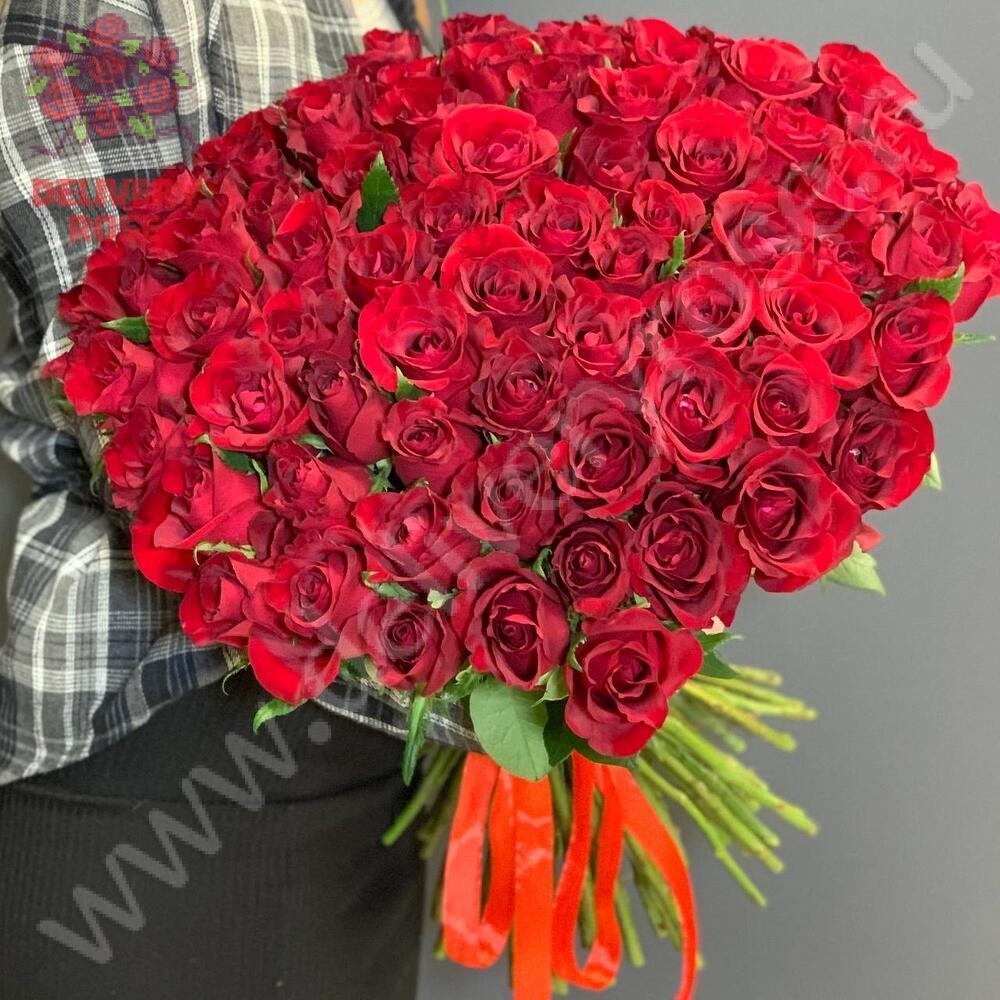 75 Красных роз, высота 1 метр